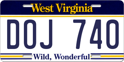 WV license plate DOJ740