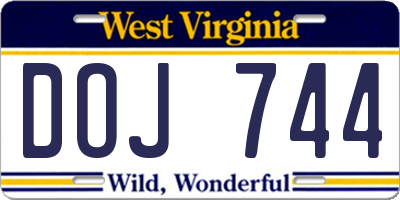 WV license plate DOJ744