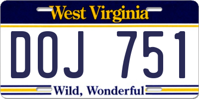WV license plate DOJ751