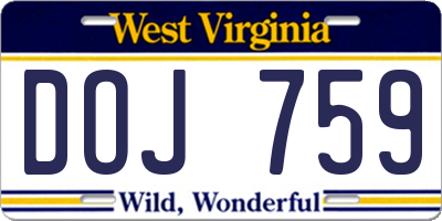 WV license plate DOJ759