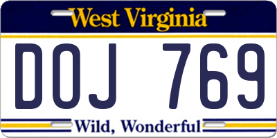 WV license plate DOJ769
