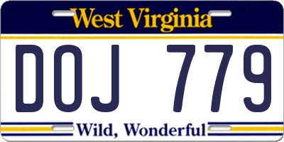 WV license plate DOJ779