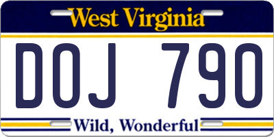 WV license plate DOJ790