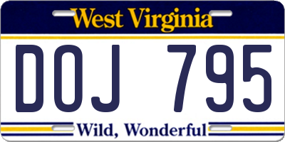 WV license plate DOJ795