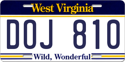 WV license plate DOJ810