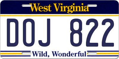WV license plate DOJ822