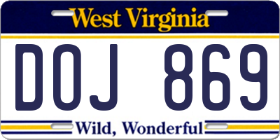WV license plate DOJ869