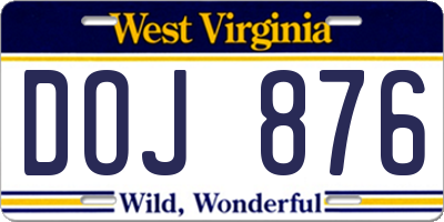 WV license plate DOJ876