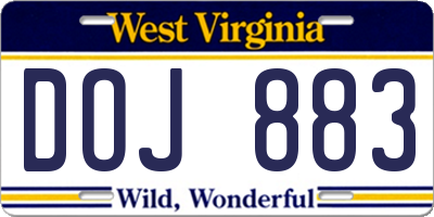 WV license plate DOJ883