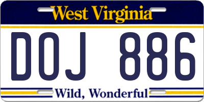 WV license plate DOJ886