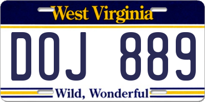 WV license plate DOJ889