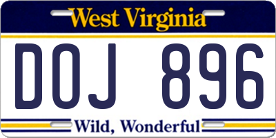 WV license plate DOJ896