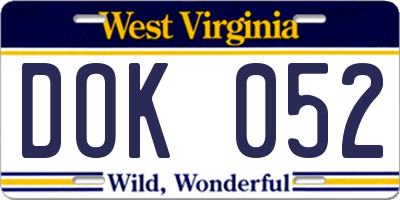 WV license plate DOK052