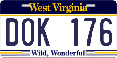 WV license plate DOK176