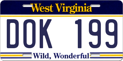 WV license plate DOK199