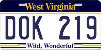 WV license plate DOK219