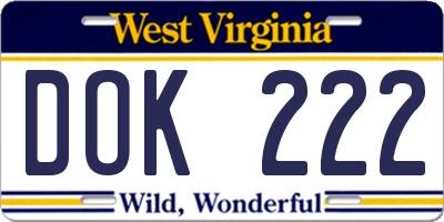 WV license plate DOK222