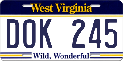 WV license plate DOK245
