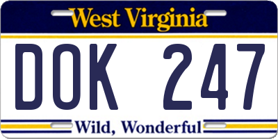 WV license plate DOK247