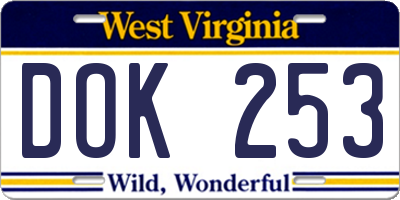 WV license plate DOK253
