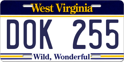 WV license plate DOK255
