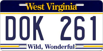 WV license plate DOK261