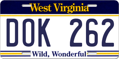 WV license plate DOK262