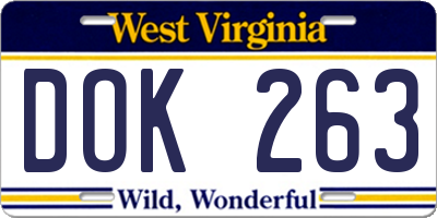 WV license plate DOK263