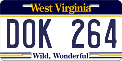 WV license plate DOK264