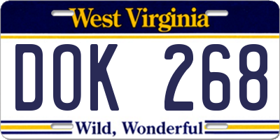 WV license plate DOK268