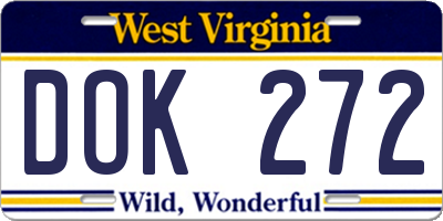 WV license plate DOK272