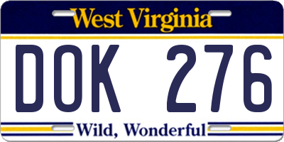 WV license plate DOK276