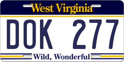 WV license plate DOK277