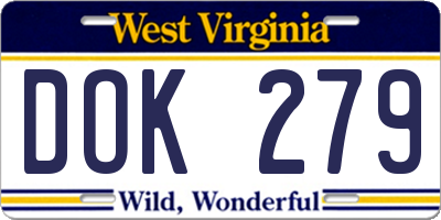 WV license plate DOK279