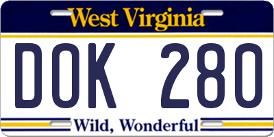 WV license plate DOK280