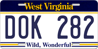 WV license plate DOK282