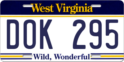 WV license plate DOK295