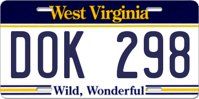 WV license plate DOK298