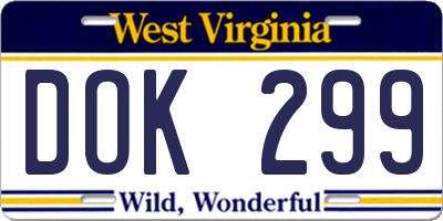 WV license plate DOK299