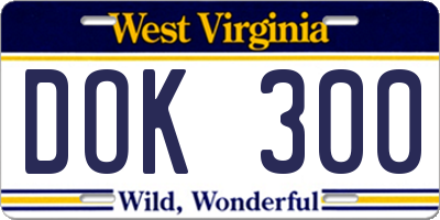 WV license plate DOK300