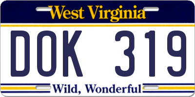 WV license plate DOK319