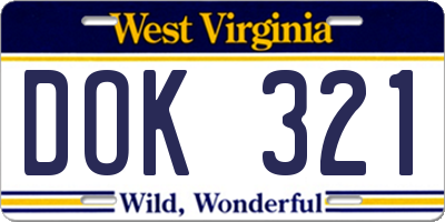 WV license plate DOK321