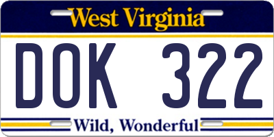 WV license plate DOK322