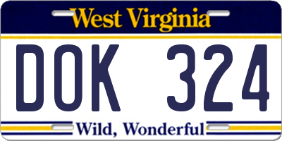 WV license plate DOK324
