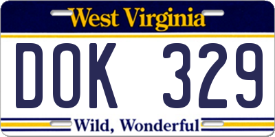WV license plate DOK329