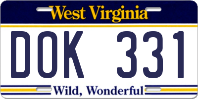 WV license plate DOK331