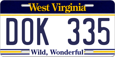 WV license plate DOK335