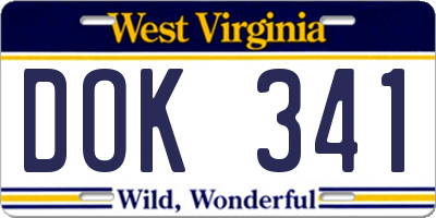 WV license plate DOK341