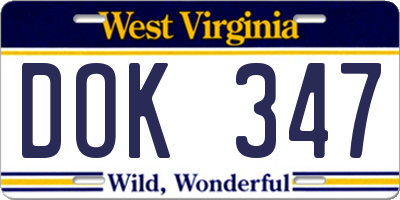 WV license plate DOK347