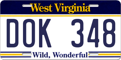 WV license plate DOK348
